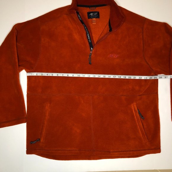 American Eagle Coastal AE77 Performance Red Fleece Quarter Zip Up Jacket Cozy - Picture 13 of 16